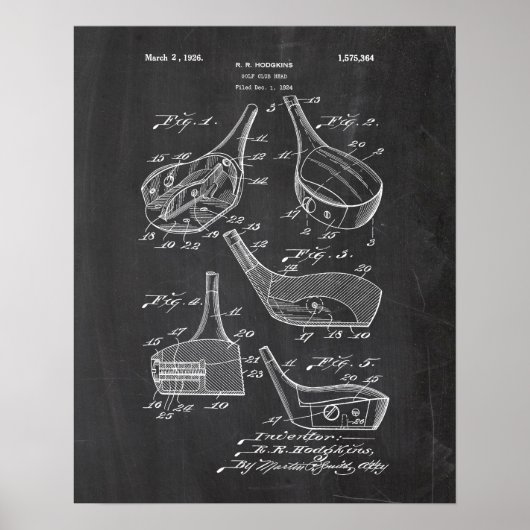 Golf Clubs Patent Poster (Voorkant)