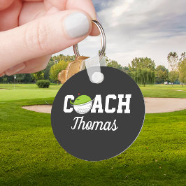 Golf Coach Golfer Ball Typografie Gepersonaliseerd Sleutelhanger