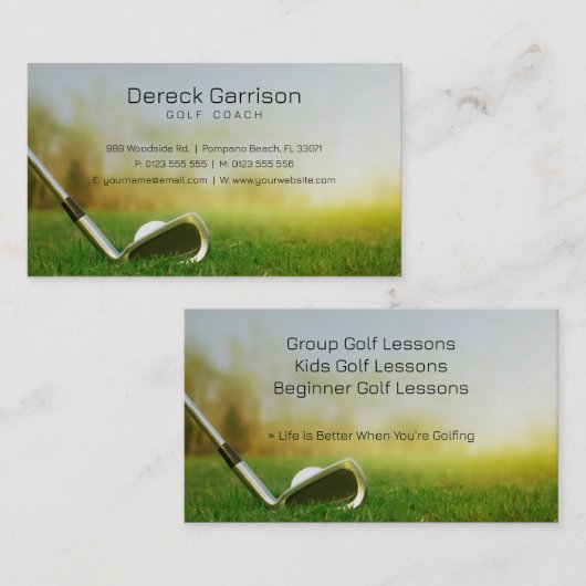 Golf Coach | Professionele Golf Instructor Lesson Visitekaartje (Voorkant / Achterkant)