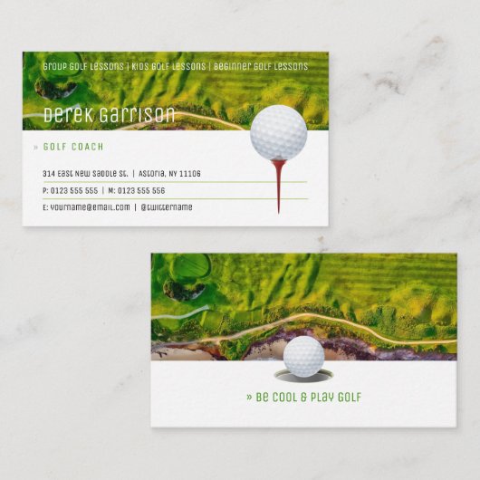 Golf Coach | Professionele Golf Instructor Lesson Visitekaartje (Voorkant / Achterkant)