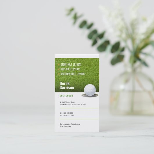 Golf Coach | Professionele Golf Instructor Lesson Visitekaartje (Staand voorkant)