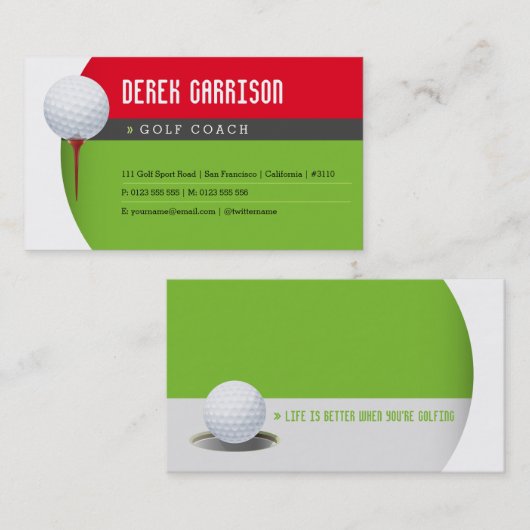 Golf Coach | Professionele Golf Instructor Lesson Visitekaartje (Voorkant / Achterkant)