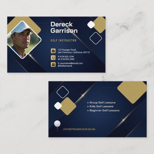 Golf Coach | Professionele Golf Instructor Lesson Visitekaartje (Voorkant / Achterkant)