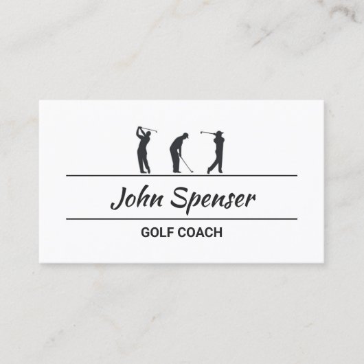 Golf Coach Trainer Eenvoudig Ontwerp Witte Kaart Visitekaartje (Voorkant)