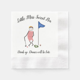 Golf Cocktail Napkins w Little Miss Sweet Pea Servet