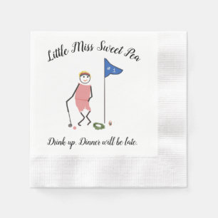 Golf Cocktail Napkins w Little Miss Sweet Pea Servet