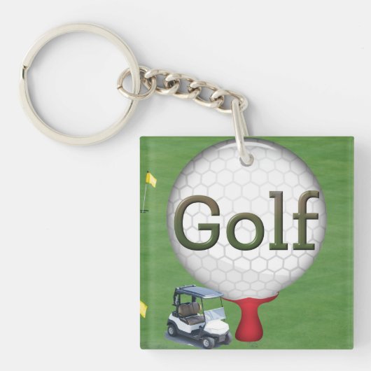 Golf Composite Ball Cart Flags Sleutelhanger (Voorkant)