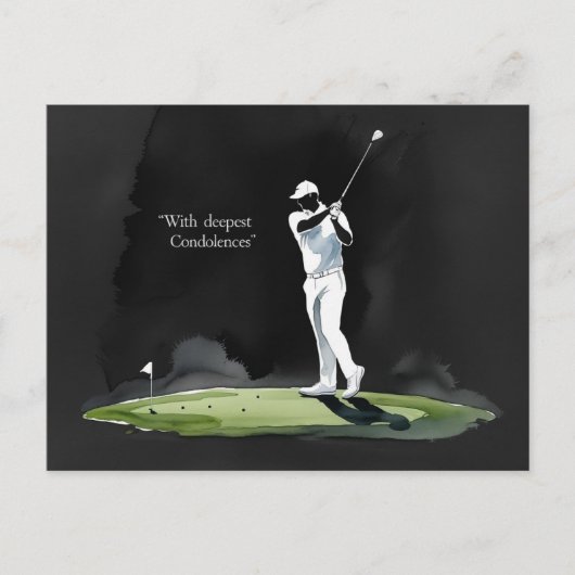 Golf condoleance “Met diepste medeleven.” Briefkaart (Voorkant)