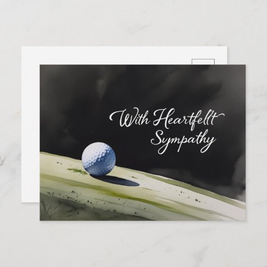 Golf condoleance “Met oprechte deelneming.” Briefkaart (Voorkant / Achterkant)
