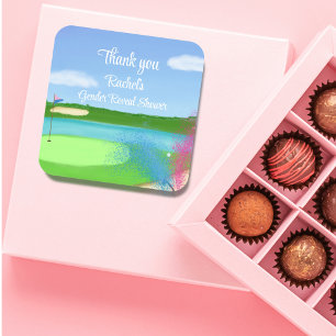 Golf Course Bunker Gender onthullen Baby Bedankt Vierkante Sticker