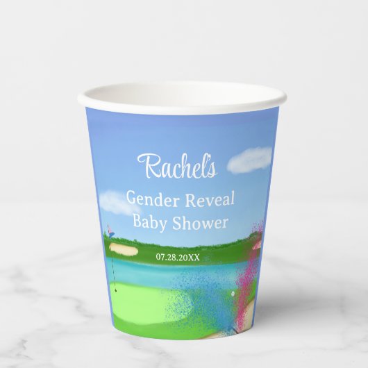 Golf Course Bunker Gender onthulling Baby shower Papieren Bekers (Voorkant)