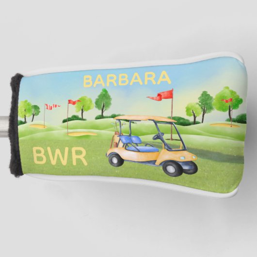Golf Course Cart Women Monogram Name Golfheadcover (Voorkant)