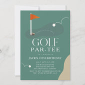 Golf Course Fairway Flag Kid's Birthday Par-Tee Kaart (Voorkant)