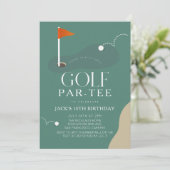Golf Course Fairway Flag Kid's Birthday Par-Tee Kaart (Staand voorkant)