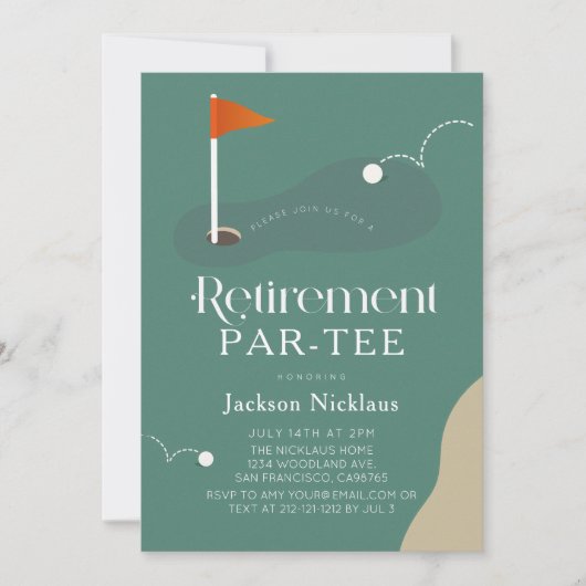 Golf Course Fairway Flag Retirement Par-Tee Kaart (Voorkant)