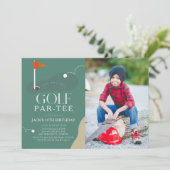 Golf Course Fairway Photo Kid's Birthday Par-Tee Kaart (Staand voorkant)