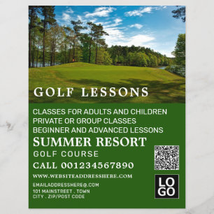 Golf Course, GoIf Lesson Adverteren Flyer
