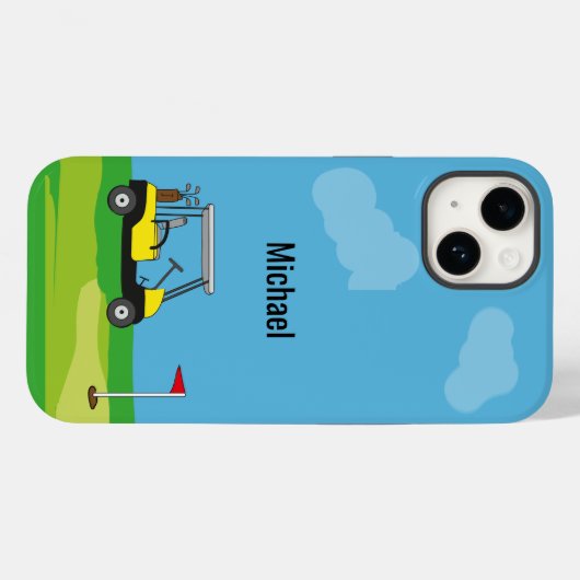 Golf Course Golf Cart Cartoon gepersonaliseerd Case-Mate iPhone Case (Achterkant (horizontaal))
