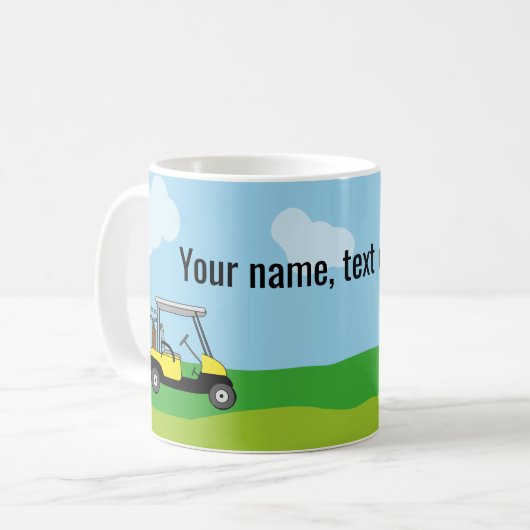 Golf Course Golf Cart Cartoon gepersonaliseerd Koffiemok (Voorkant links)