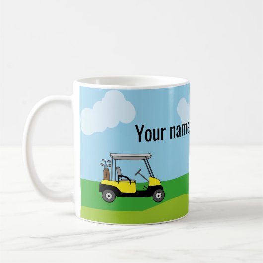 Golf Course Golf Cart Cartoon gepersonaliseerd Koffiemok (Links)