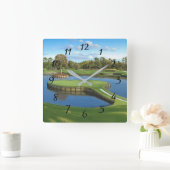 Golf Course Hole achtergrond Vierkante Klok (Huis)