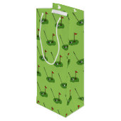 Golf Course Hole met Vlag Patroon Wijn Cadeautas (Achterkant Gekanteld)