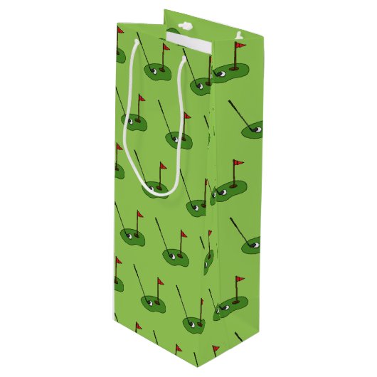 Golf Course Hole met Vlag Patroon Wijn Cadeautas (Voorkant Gekanteld)