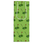 Golf Course Hole met Vlag Patroon Wijn Cadeautas (Voorkant)
