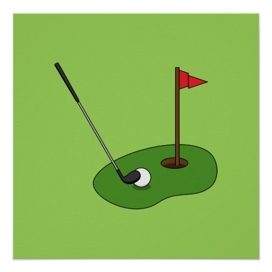 Golf Course Hole met vlag Perfect Poster (Voorkant)