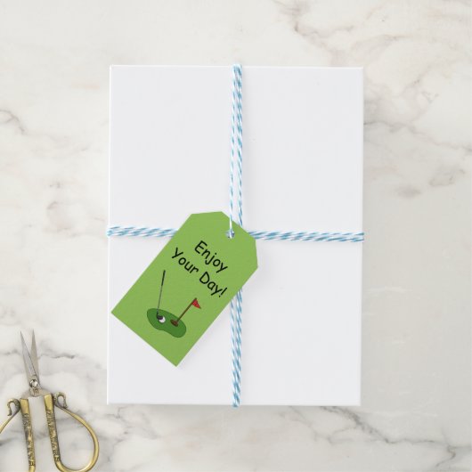 Golf Course Hole met vlag Personaliseren Cadeaulabel (Met Touw)