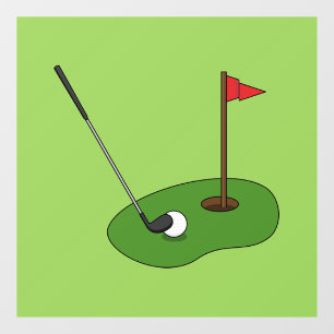 Golf Course Hole met vlag Raamsticker