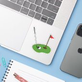 Golf Course Hole met vlag Sticker (Laptop met iPhone)