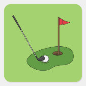 Golf Course Hole met vlag Vierkante Sticker (Voorkant)