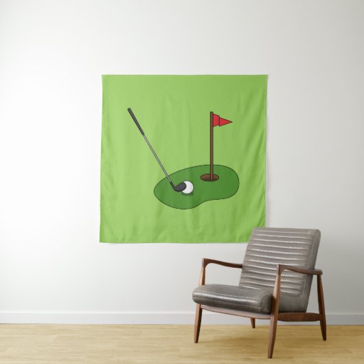 Golf Course Hole met vlag Wandkleed (In situ)