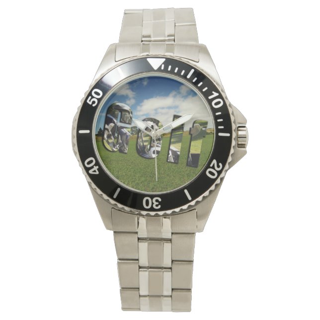 Golf Course Logo, Mannen Roestvrij staal Watch Horloge (Voorkant)
