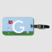 Golf Course Monogram Golfer Bagagelabel (Voorkant (horizontaal))