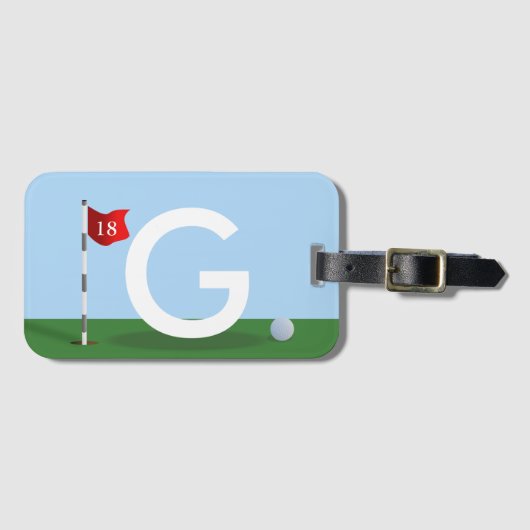 Golf Course Monogram Golfer Bagagelabel (Voorkant (horizontaal))