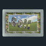 Golf Course Photo Collage en Logo, Gesp<br><div class="desc">Gepresenteerd is een golfbaan met de woorden golf gemaakt van een afbeelding van golfclubs,  omringd door verschillende golfafbeeldingen</div>