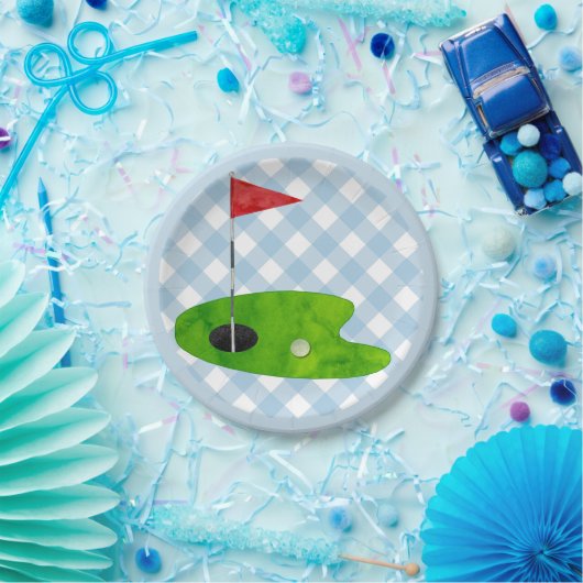 Golf Course Pset Blue White Preppy Country Club Papieren Bordje (Feest)