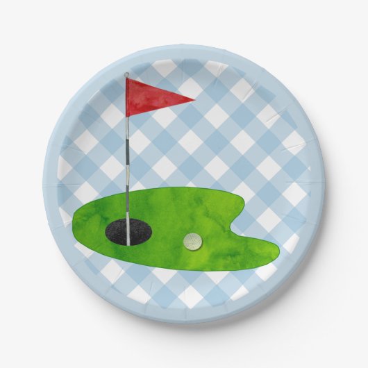 Golf Course Pset Blue White Preppy Country Club Papieren Bordje (Voorkant)