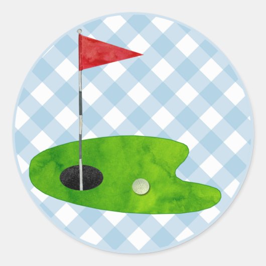 Golf Course Pset Blue White Preppy Country Club Ronde Sticker (Voorkant)