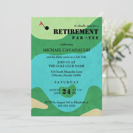 Golf Course Retirement Party Kaart (Staand voorkant)