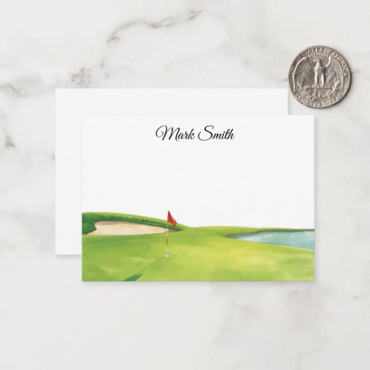 Golf Course with your name Notitiekaartje (Voorkant / Achterkant in situ)