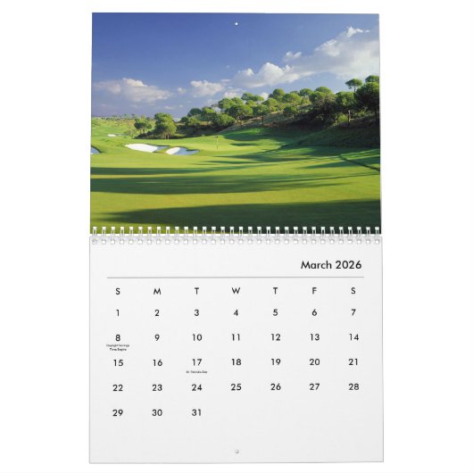 Golf Courses Wall Agenda Kalender (Mar 2026)