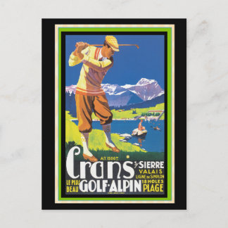  Golf Crans-sur-Sierre Vintage Poster Briefkaart