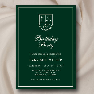 Golf Crest 50ste Verjaardagsfeest Elegant Schrift Kaart