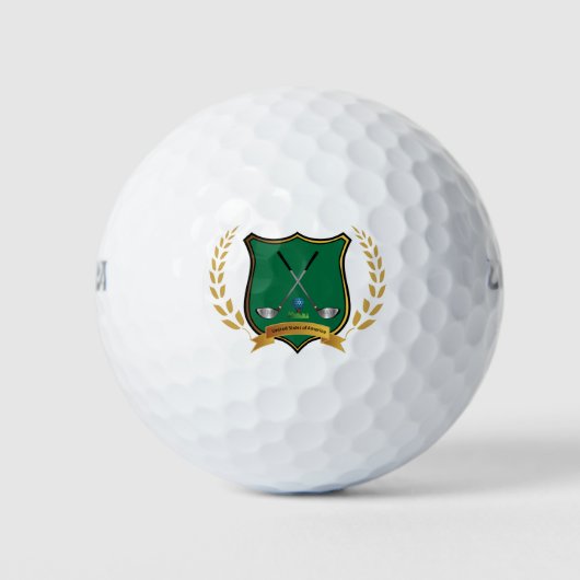 Golf Crest Logo met Clubs Golf Ball Golfballen (Voorkant)