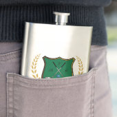 GOLF Crest met Laurel Wreath en Clubs Flask Heupfles (Voorbeeld)