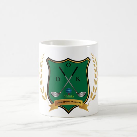GOLF Crest met Laurel Wreath en Monogram Koffiemok (Center)
