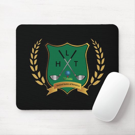 GOLF Crest met Laurel Wreath en Monogram Muismat (Met muis)
